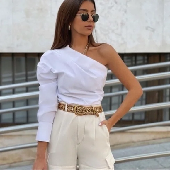 Zara | Tops | Zara Asymmetric Poplin Top | Poshmark